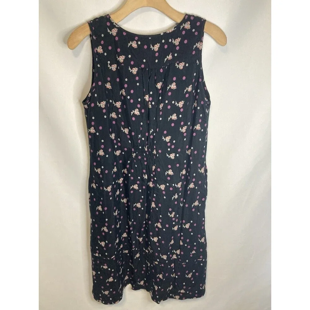Zara Navy Blue Dress L Ditsy Floral Fairy Mini Sleeveless Pockets Knee Length